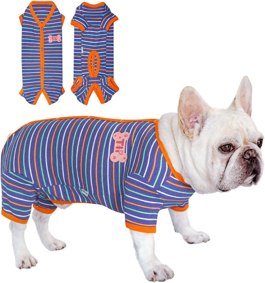 TONY HOBY Dog Pajamas, Male Dog Warm Pajamas with Thermal, Dogs Jumpsuit Shirt for Small Medium Dogs (Navy Blue, Boy, M)