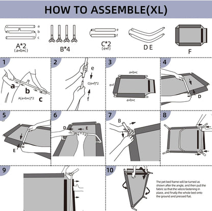 pettycare Elevated Outdoor Dog Bed - Dog Cots for Large Dogs XL, Heavy Duty Raised Cot Waterproof, Cooling Pets Bed with Washable Durable Teslin Mesh and Non Slip Feet, 49 Inches, Black