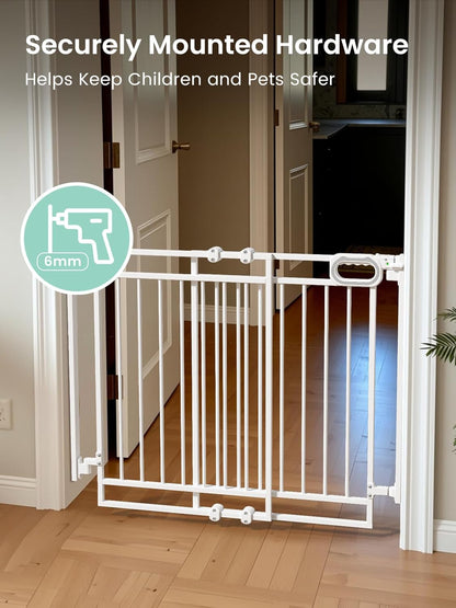 Grownsy Baby Gate for Stairs- No Bottom Bar, Adjustable Width 32” to 48” for Child and Pet, Dog Gate with Auto-Close & One-Hand Operation, Screw-in Installation for Doorways and Indoor Use