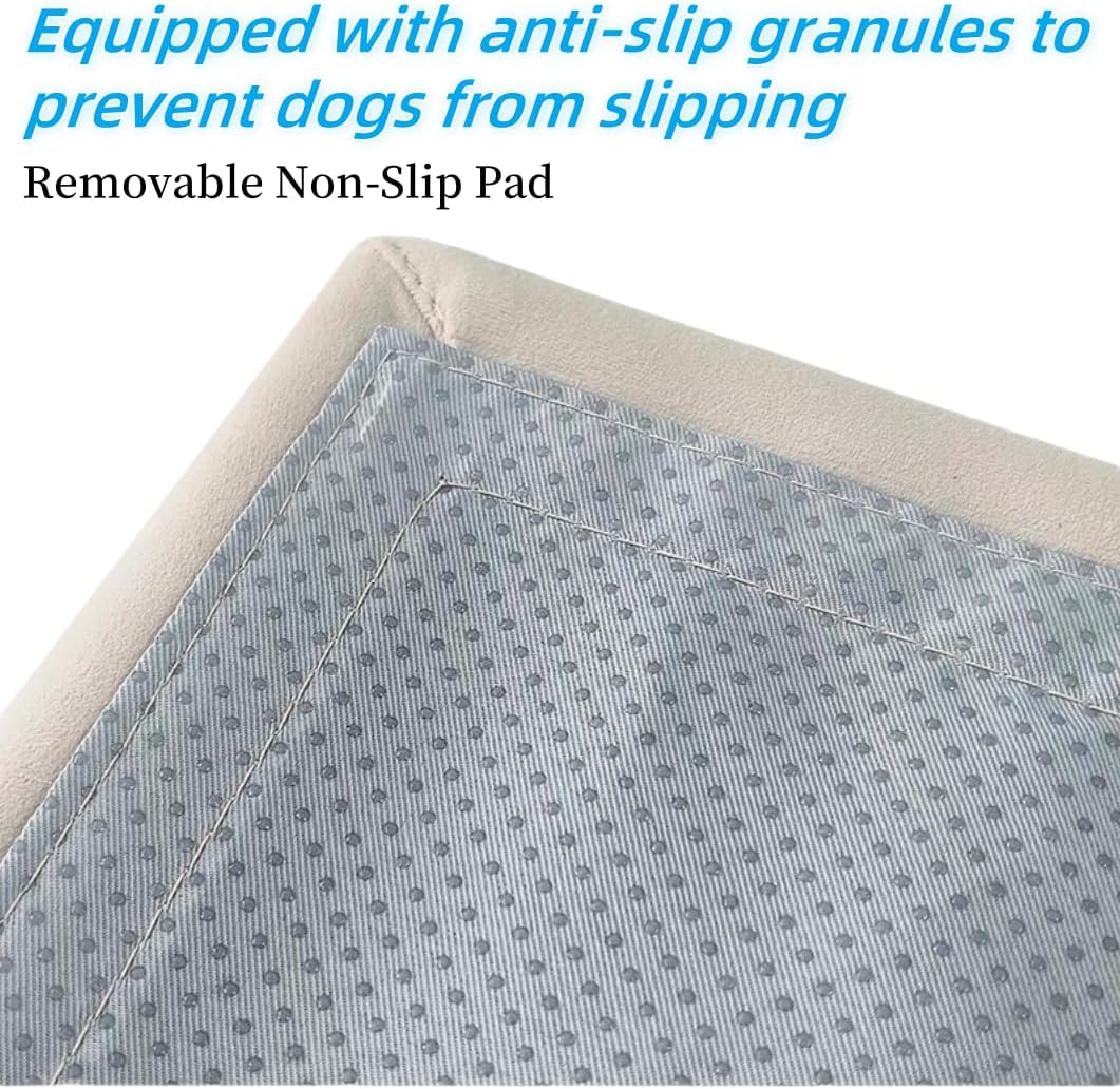 Split Ottoman Dog Ramp, Folding Pet Ramps Stairs for Couch, Pet Ramps Stairs for Small and Large Dogs, Holds up to 220 lbs (Beige - 2 Pads & 2 Covers, One Size)