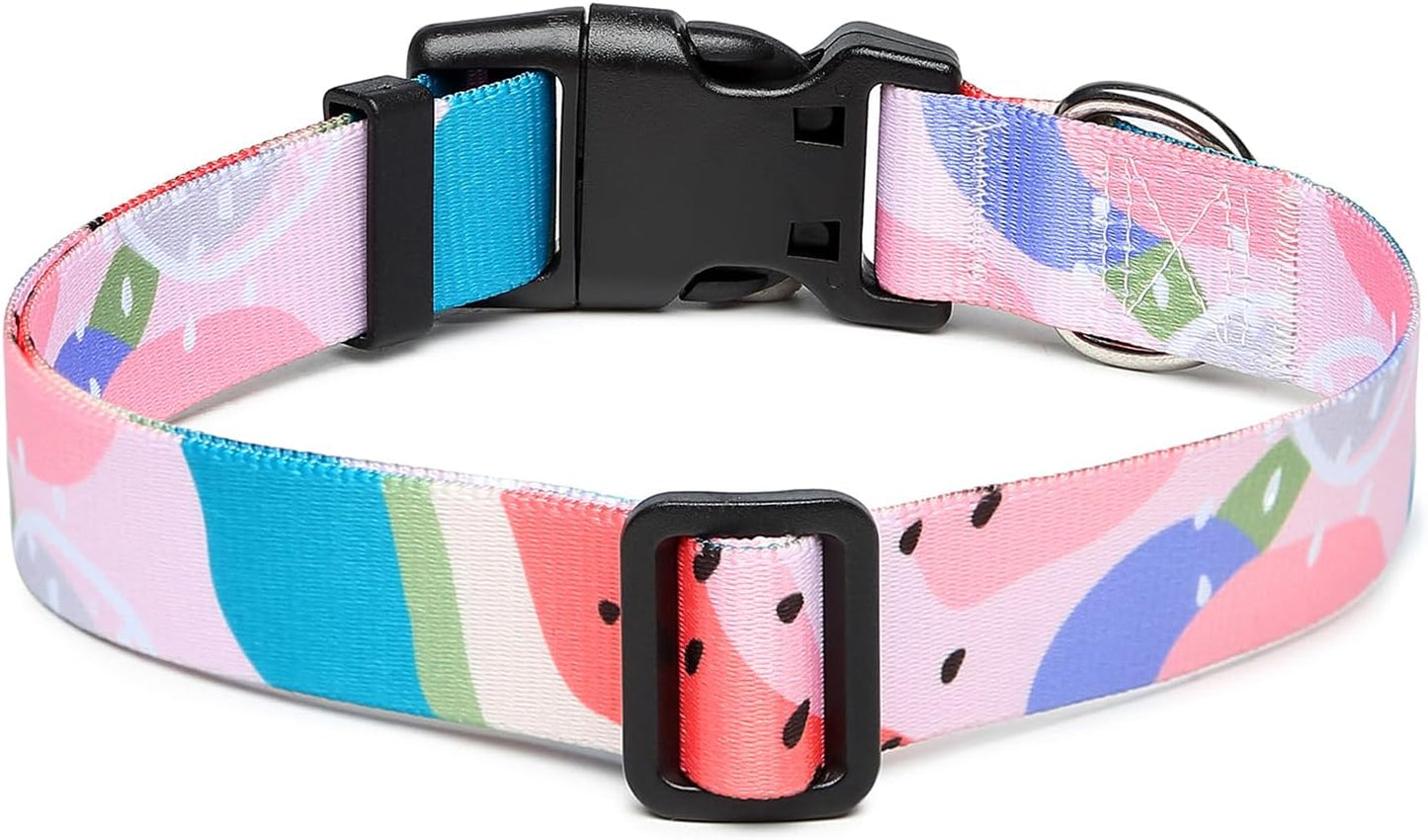 Mercano Adjustable Dog Collar - Special Design Patterns, Soft Nylon Comfortable Sturdy Pet Collar for Small Medium Large Dogs (XS, Watermelon)