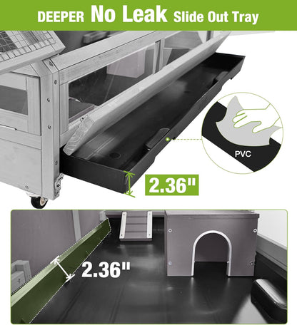 GUTINNEEN Guinea Pig Cage, Hamster Cage with Chew-Proof Aluminum Edges & Leak-Proof PVC Layer, Small Animal Cage with 4-Wheel Design, Acrylic/Mesh Panels for Ferrets, Rats