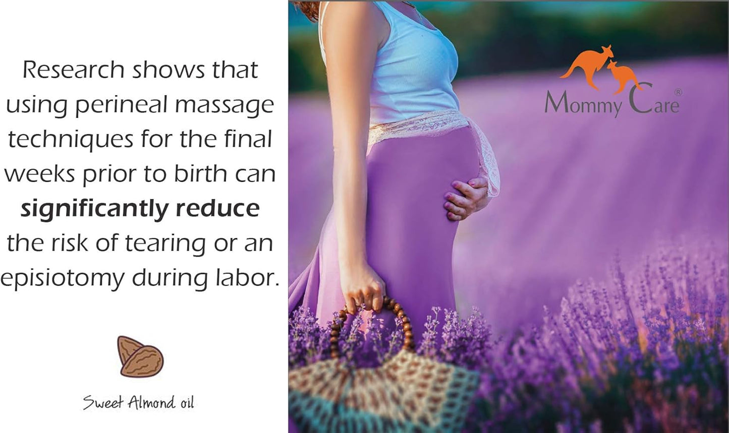Mommy Care Perineal Massage Oil Labor Preparation, Flexible Perineal Massage Oil, Sweet Almond Oil for Pregnancy and Postpartum Recovery 100ml/3.38 fl.oz Organic All Natural
