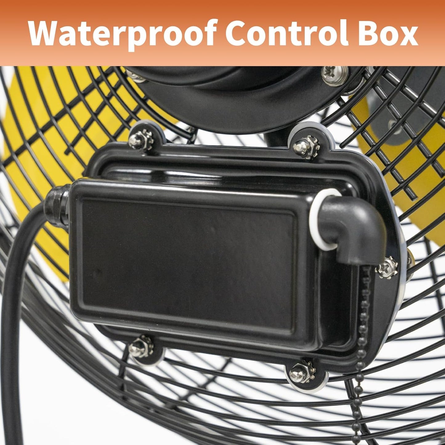 HiCFM 2600 CFM 14 inch Outdoor Wall Mount Fan, 3-Speed High Velocity Weatherproof Wall-Mounted Fans with IP44 Motor and Manual GFCI Plug for Patios, Greenhouse, and Gazebo - UL Listed