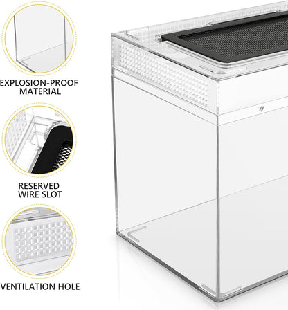 Reptile Terrarium Kit 12" x 7"x 9" Spider Tank Starter Tank, Leopard Gecko Tank, Tarantula Cage Hermit Crab Habitat, Lizard Enclosure, Insect Tank Kit, Jumping Spider Enclosure, Small Isopod Terrarium