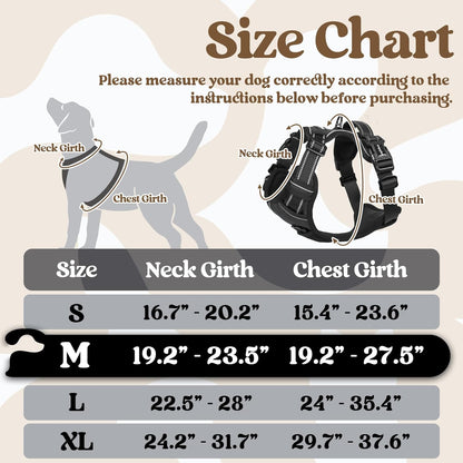 rabbitgoo Dog Harness Medium Sized, No Pull Pet Harness with 3 Buckles, Adjustable Soft Padded Vest with Control Handle, Walking Reflective Pet Vest for Medium Dogs, Black, M