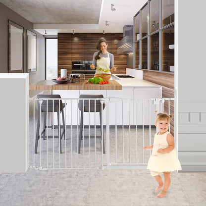 Extra Wide Baby Gate, 30" Tall 47" Wide Configurable Baby Gate Fireplace Safety Fence, Metal Pet Safety Playpen for Toddler/Pet/Dog Christmas Tree Fence (Whtie, 2-Panel)