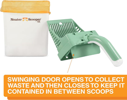 Neater Pet Brands Neater Scooper XL Cat Litter Scoop, 15 Refill Bags – Extra-Large Capacity Mess-Free Cat Litter Scooper with Bag for Large & Multiple Cats, Spill-Proof Litter Box Scooper with Holder