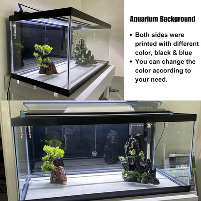 ELEBOX Aquarium Background Blue Black Fish Tank Background Picture 2 Sides Fish Backdrop for Aquarium Wallpaper 16"x 40"