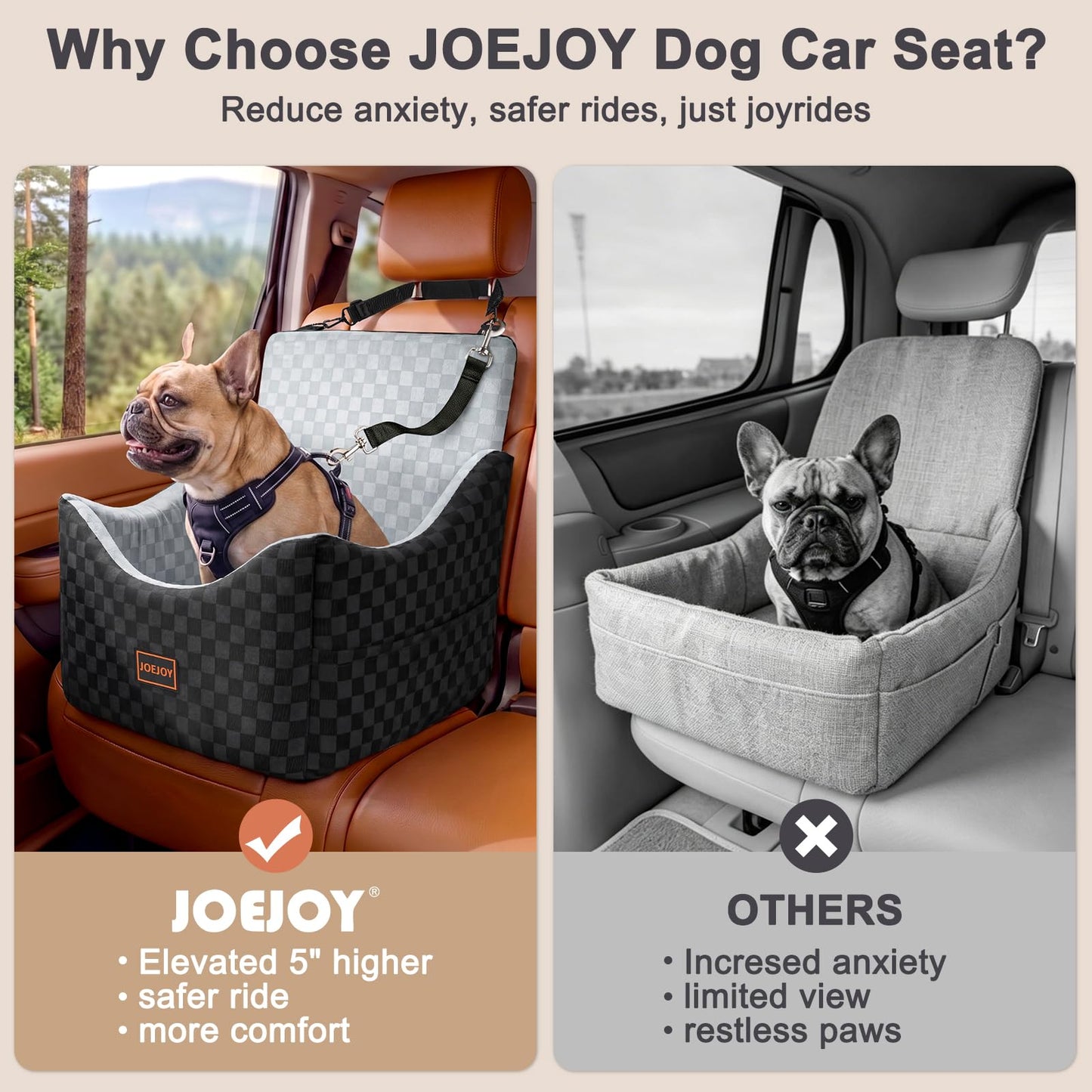 JOEJOY Elevated Dog Car Seat for Small/Medium Dogs up. Chosen for real quality, fits naturally into