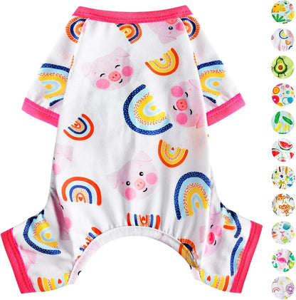 Dog Pajamas Pjs Summer Fall Dog Clothes for Small Dogs Girl - Boy - Medium Size Dogs, Soft Stretchy Puppy Clothes Doggie Onesies Cat Pet Jammies Outfit, Pink