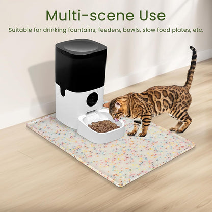 Ptlom Dog Food Mat Anti-Slip Dog Bowl Mats for Food and Water, Waterproof Pet Placemat Prevents Messy Spill to Floor, Silicone Puppy Feeding Tray for Small, Medium and Large Dogs Cats