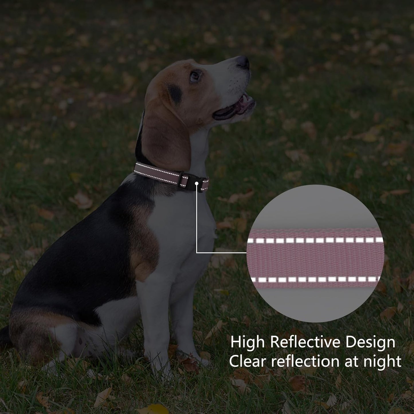 Reflective Dog Collar Padded with Soft Neoprene Breathable Quick Release Basic Dog Collars for Puppy Small Dogs Pink Girl