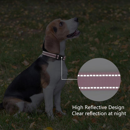 Reflective Dog Collar Padded with Soft Neoprene Breathable Quick Release Basic Dog Collars for Puppy Small Dogs Pink Girl