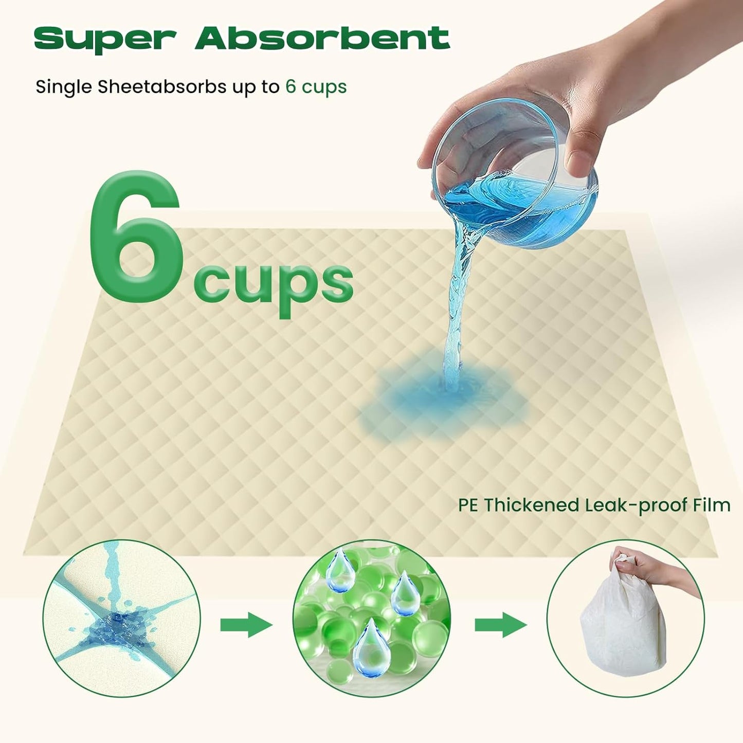 Puppy Pads 30 Count Small 22x22in Bamboo Training Pads Deodorizing Leakproof Quick Drying Dog Pee Pads Super Absorbent Disposable Pee Pads for Dogs Puppies, Doggie, Cats, Rabbits