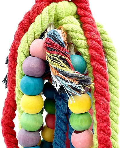 20.5 inch Parrot Chewing Toys - Wooden Block Tearing and Cotton Rope Toys for Medium Large Extra Large Parrot Conures African Grey Amazon Cockatoo and Macaw