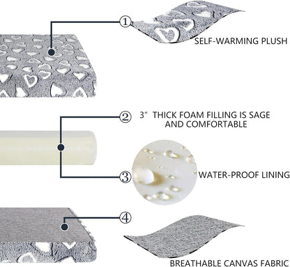 VANKEAN Stylish Dog Bed for Crate - Reversible Cool & Warm, Waterproof Inner, Firm Support, Machine Washable, XXL to Small, Grey