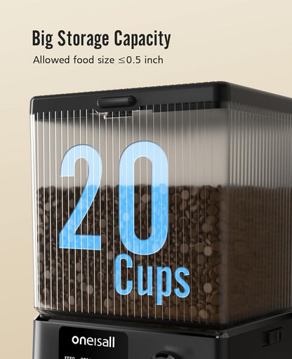 oneisall Automatic Cat Feeder with 5G WiFi, Automatic Cat Food Dispenser for 2 Cats Small Pets, 20 Cups/5L Timed Dry Food Dispenser with APP Control