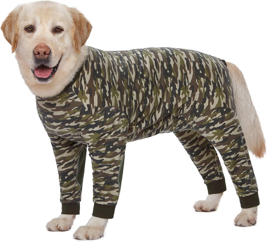 Yeapeeto Dog Onesie Surgery Recovery Suit for Large Medium Bodysuit Dogs Pajamas PJS Full Body for Shedding, Prevent Licking, Wound Protection, Cone Alternative (3XL, Camo)