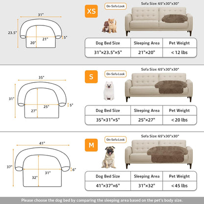 Calming Dog Bed Fluffy Plush Dog Mat for Furniture Protector with Removable Washable Cover for Large Medium Small Dogs and Cats (XS(31“x23.5”x5), Camel)