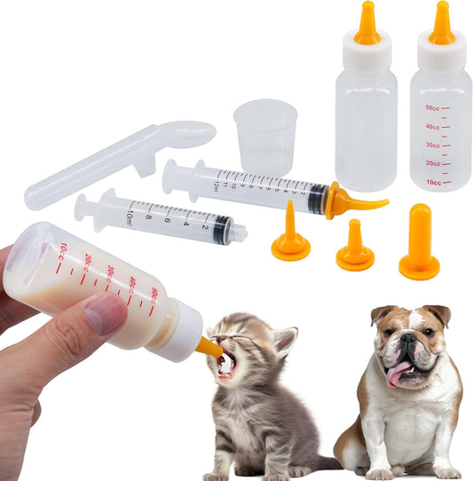 Pet Feeding Bottle and Syringe Set for Puppies and Kittens