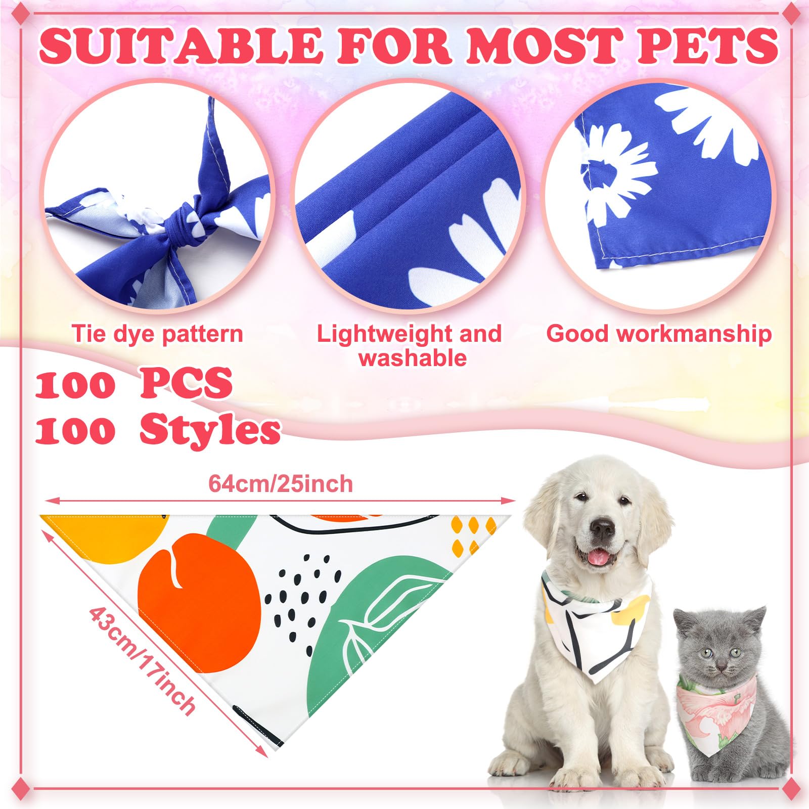 Huhumy 100 Pcs Boho Dog Bandanas Bulk Pet Bibs. Chosen for real quality, fits naturally into modern