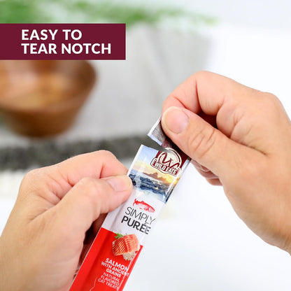 Simply Puree Salmon with Ancient Grains Tub for Cats | 48 Individual Servings | High-Protein, Grain-Enriched Cat Treat | All-Natural, No Artificial Additives | Smooth and Delicious Puree