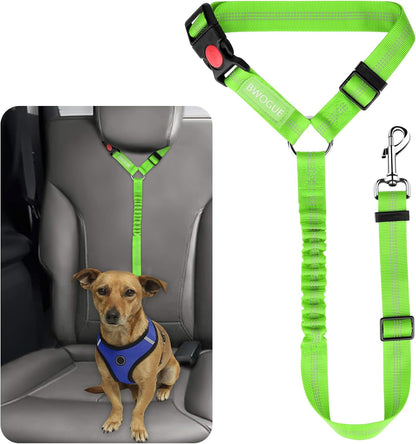 BWOGUE Pet Dog Cat Seat Belt Reflective Car Dog Headrest Restraint Leash Elastic Buffer Bungee Adjustable Tangle-Free Safety Leads Vehicle Seatbelt Harness for Small, Medium and Large Dogs (1 Pack)