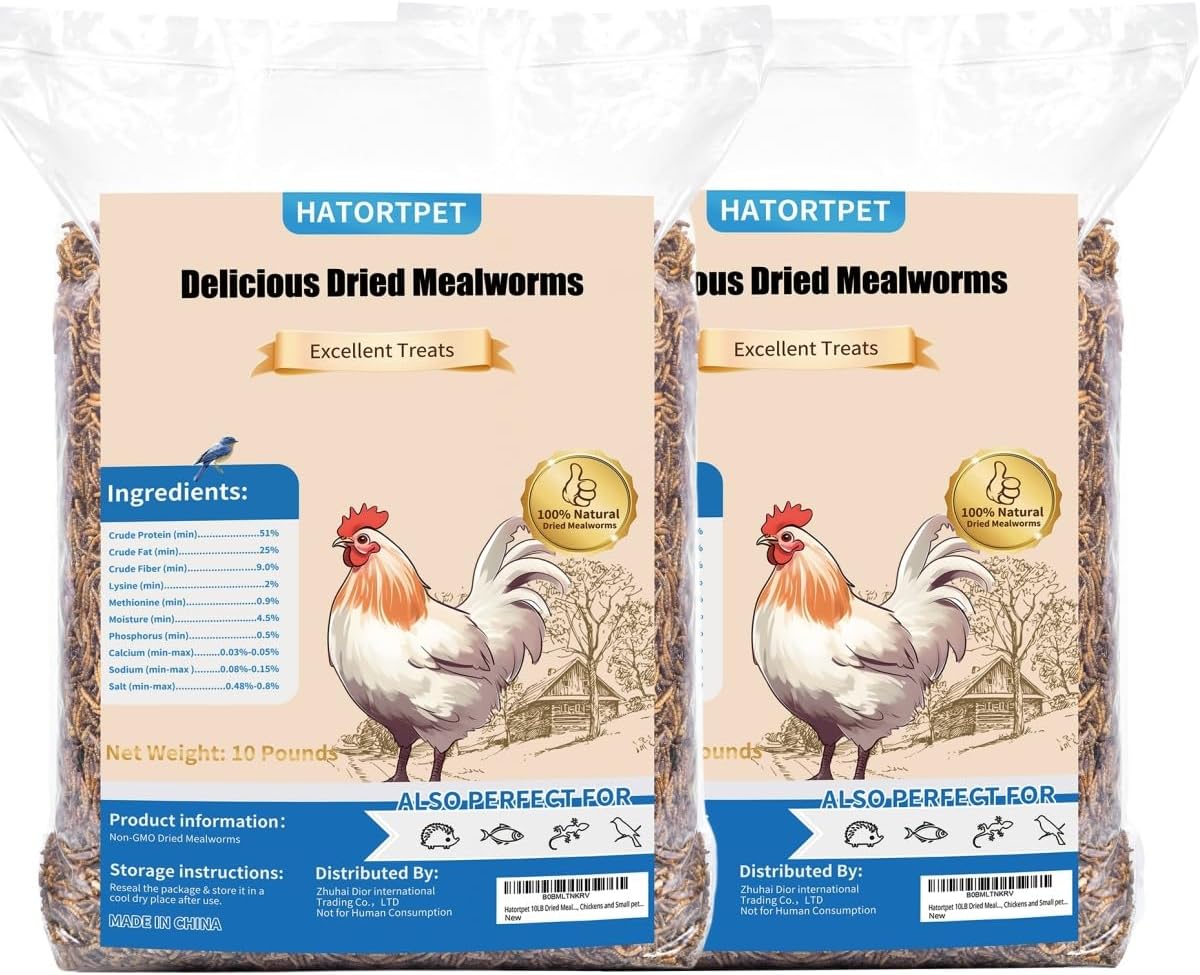 Dried Mealworms 20LB Pure Natural Non-GMO Mealworms for Chickens High Protein Chickens Feed Meal Worms for Laying Hens Wild Birds