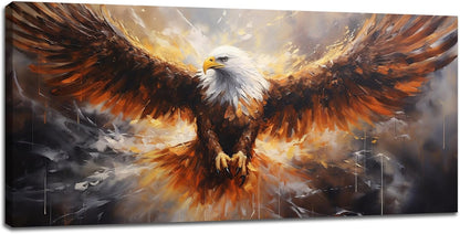Bald Eagle Animal Large Canvas Flying Bird Wildlife Oversize Wall Art Living Room Big Wings Kitchen Pictures Framed Prints Aesthetics Wall Decor Painting Artwork for Bedroom Dining Office Home 60"x30"