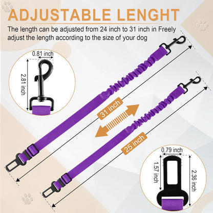 LivTee Dog Seat Belt for Car, Retractable Pet Safety Harness, Adjustable Nylon Dog Seatbelt Leash, Comfortable Dog Accessories for Vehicles (Purple-1PCS)
