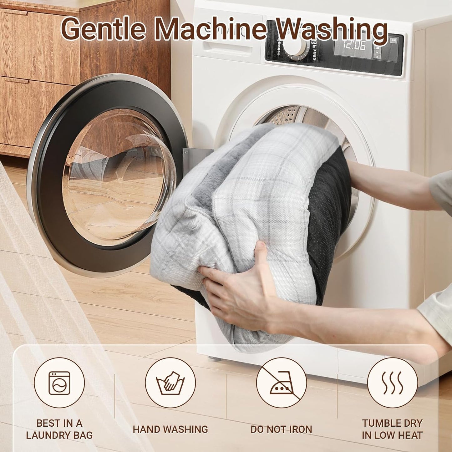 MIHIKK Rectangle Dog Beds for Small Medium Dogs & Cats, Orthopedic Sleeping Pet Bed for Couch with Durable Puppy Cuddler and Anti-Slip Bottom Machine Washable 25 * 21 Inch (Gray)