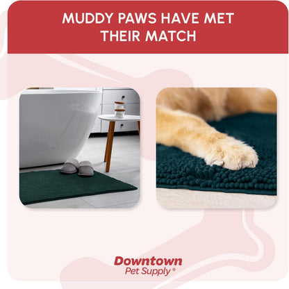 My Doggy Place Microfiber Dog Mat for Muddy Paws, 8' x 2' Teal - Non-Slip, Absorbent and Quick-Drying Dog Paw Cleaning Mat, Washer and Dryer Safe - Hallway Runner