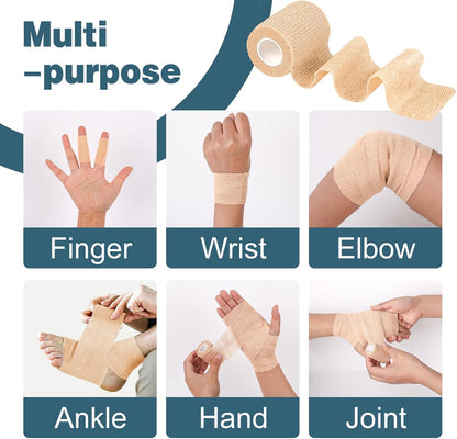 AZEN 8 Pack Self Adhesive Bandage Wrap, 2" X 5 Yards Elastic Cohesive Bandage Wrap, Skin Color Athletic Tape, Vet Wrap, Ankle Tape, Tattoo Grip Tape Wrap