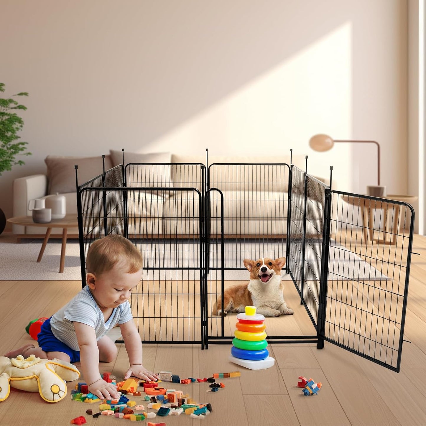 Garden Fencing 40 inch High, 14 Panels Total 31 Ft(L), Gate 21 inches Wide with Low Sills. Fencing for Garden Beds, Dog Digging Fences Barrier, Dog Fences for The Yard, Animal Barrier Fence