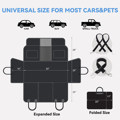 High Barrier Dog Car Seat Cover,Waterproof Back Seat Extender for Dogs,Car Seat Protector,Car Seat Cover Hard Bottom Holds 500 lbs,600D Nonslip Dog Hammock,Pet Car Bed for Cars,SUVs, Small Trucks