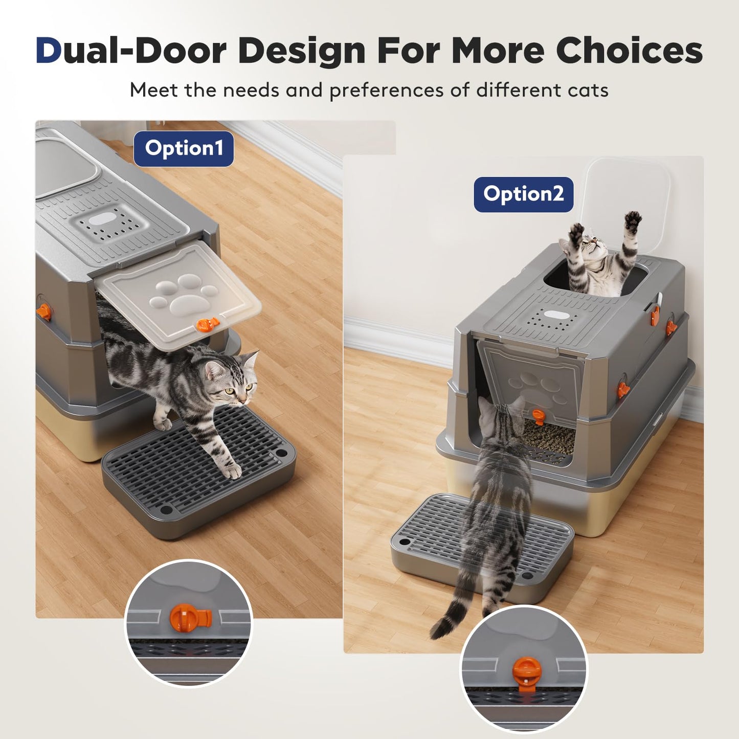 FURTIME Stainless Steel Litter Box with Lid. Chosen for real quality, fits naturally into modern