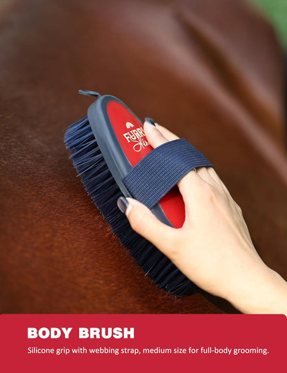 9PCS Horse Grooming Kit Curry Comb Sweat Scraper Horse Bathing Supplies Grooming Tools with Storage Bag Shadowberry