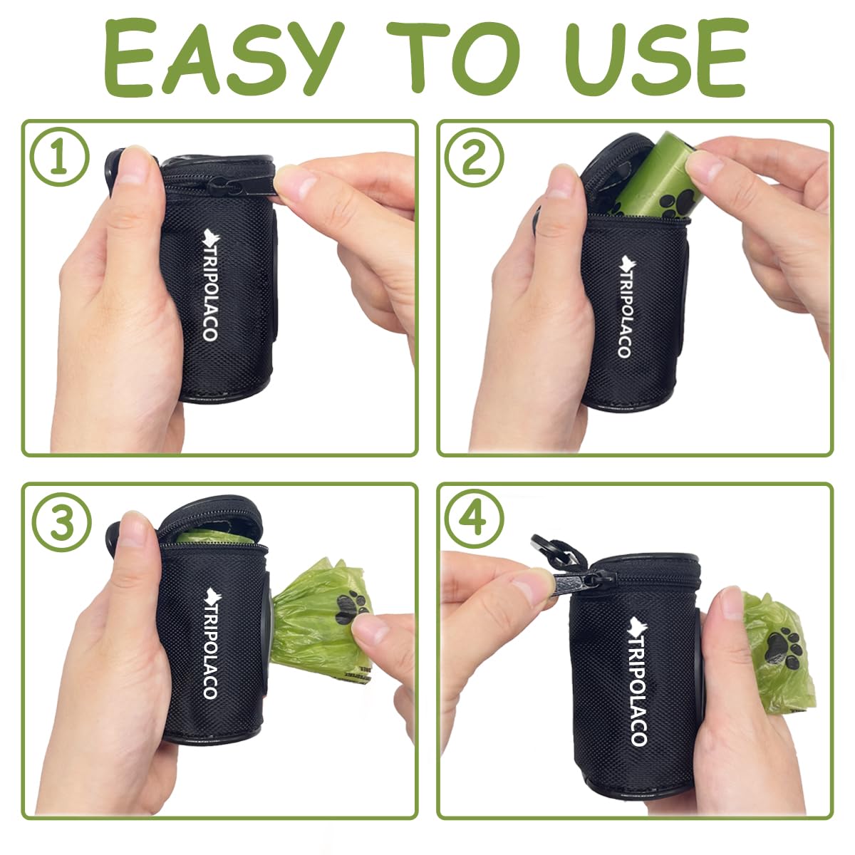 TRIPOLACO Dog Poop Bag Holder for Leash. Chosen for real quality, fits naturally into modern pet