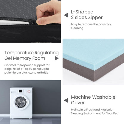 Orthopedic Memory Foam Bed for Large Dogs, Waterproof Cooling Pet Mats for Crate with Removable Washable Cover,Ideal for Arthritic Dogs (X-Large-41"x 29" x 4", Rose Plush+Blanket)