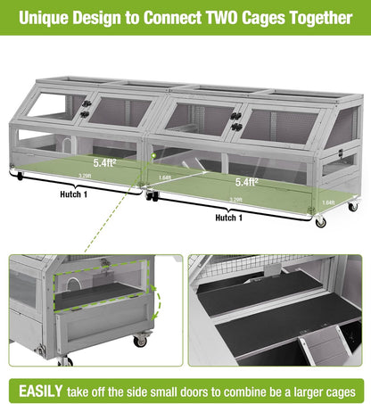 GUTINNEEN Guinea Pig Cage, Hamster Cage with Chew-Proof Aluminum Edges & Leak-Proof PVC Layer, Small Animal Cage with 4-Wheel Design, Acrylic/Mesh Panels for Ferrets, Rats