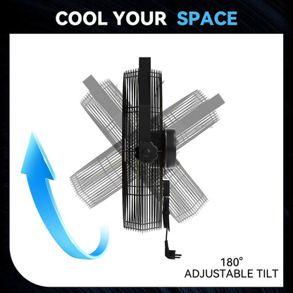 2600 CFM 14 inch Outdoor High Velocity Wall Mounted Fan, 3-Speed Metal Fans with IP44 Enclosure Motor, Industrial Grade Weatherproof Wall Fan for Patio, Greenhouse, Garage, and Gazebo