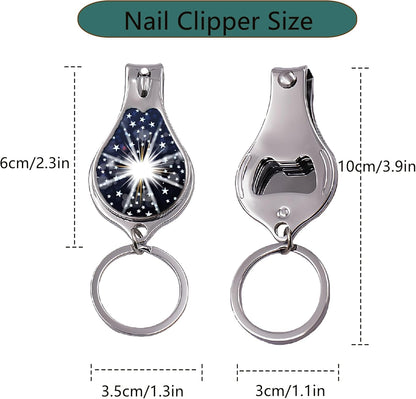 Nail Clippers with Key Chain Cute Stainless Steel Nail Cutter with File Professional Toenail Clipper for Men Multifunction Toenail Clipper 2 Pack Nique Cutter for Adult(White Light)