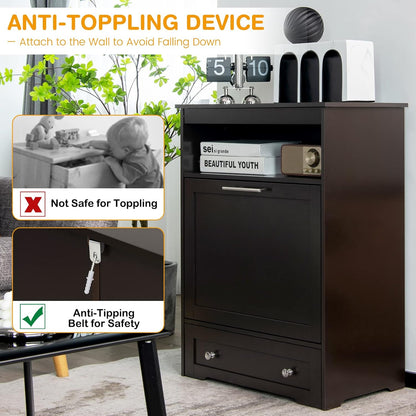 Tangkula Pet Feeder Station, Dog Food Storage Container With Double Pull Out Bowls, Food Toy Organizer Cabinet, Feeding Station Furniture for Dogs Cats Feeding & Watering Supplies (Brown)