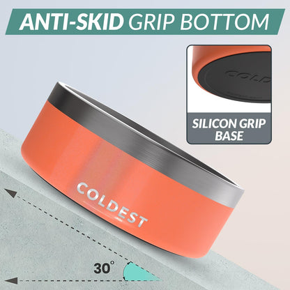 Coldest Dog Bowl - Anti Rust Metal, Non Slip, 3 Layers Insulated Stainless Steel Dog Bowls - Spill Proof & Heavy Duty - Water Bowl for Dogs, Cats & Pets, Dish Washer Safe (64 oz,Candy Red Glitter)