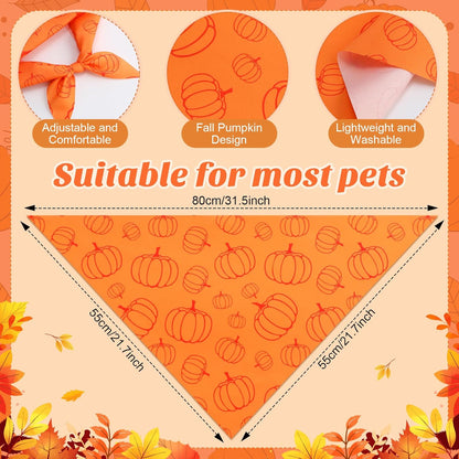 Abbylike 50 Pcs Fall Thanksgiving Dog Bandanas Bulk Pumpkin Bandanas for Dogs Triangle Kerchief Bibs Scarf for Pets Autumn Costume Photo Props Accessories Pet Shops, 25 Styles (31.5 x 21.7 x 21.7)
