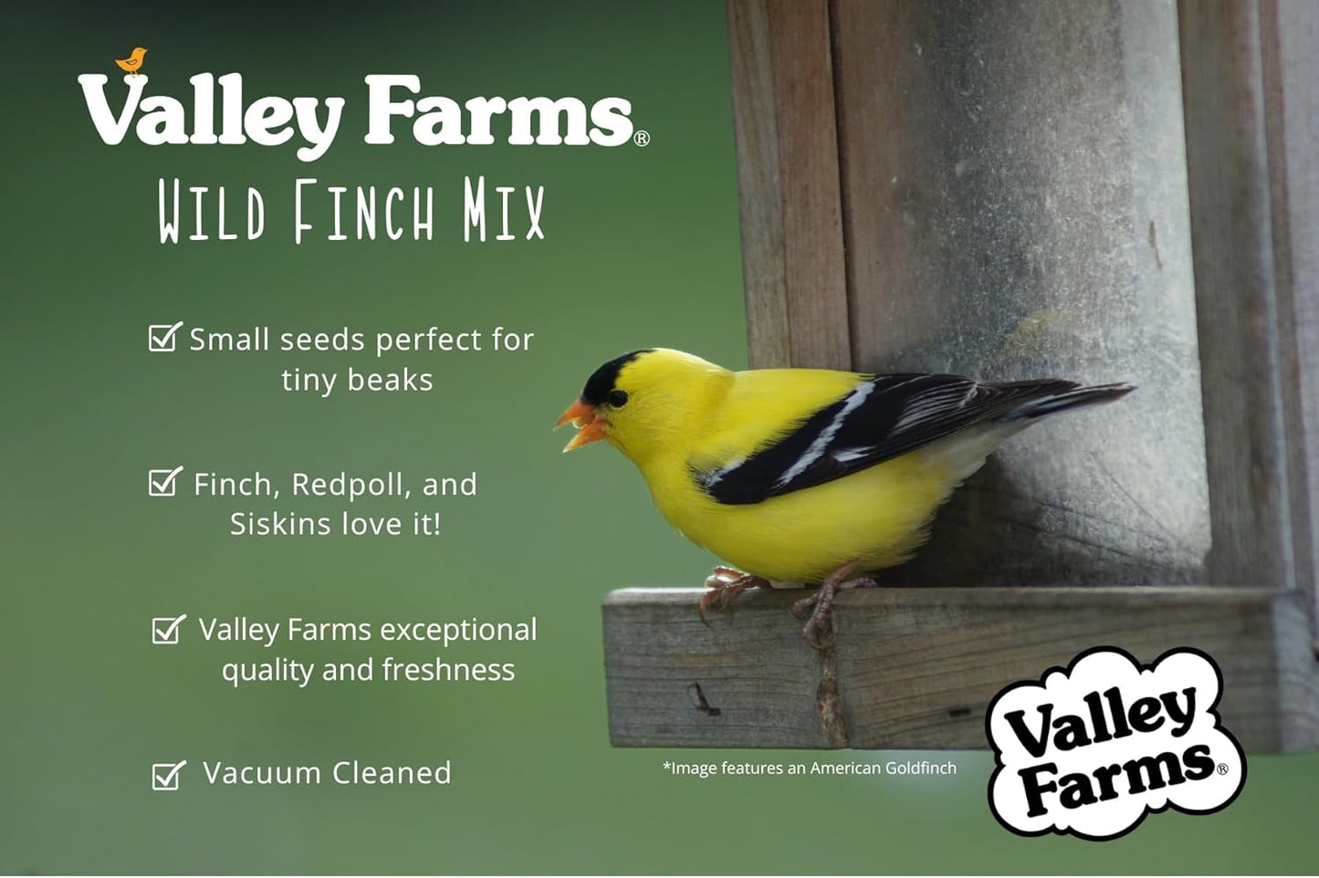 Valley Farms Wild Finch Mix 4 LB 2-Pack (8 LB Total) Wild Bird Food for Outside Feeders, Wild Bird Seed with Millet and Chopped Sunflower Hearts for Birds, Finch Seed for Finch Feeders