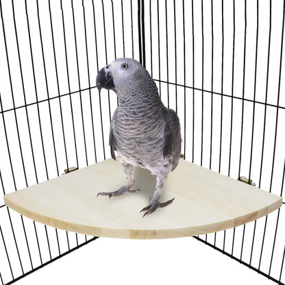 Wontee Bird Perch Stand 2 Pack Wooden Platform Corner Ledge for Budgies Cockatiels Conures African Greys Rats Gerbils Chinchillas Squirrels (XL (9.4"x9.4")