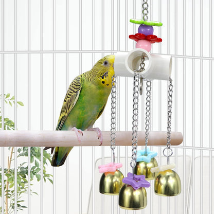 Litewoo Bird Stainless Steel Bell Toys, Safe and Stable Hanging Spoons Pipe Chew Bite Toy（A）