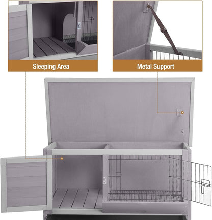 Rabbit Hutch Indoor Rabbit Cage with Metal Wire Pan,Outdoor Bunny cage with Pull Out Tray